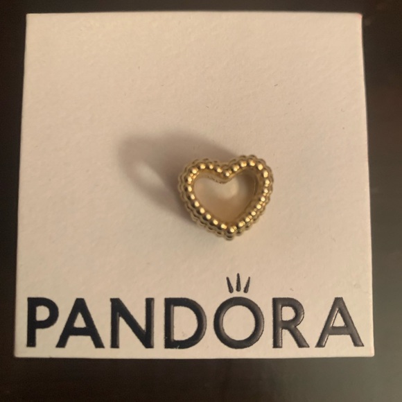 PANDORA Gold Plated Beaded Heart charm - Picture 1 of 4